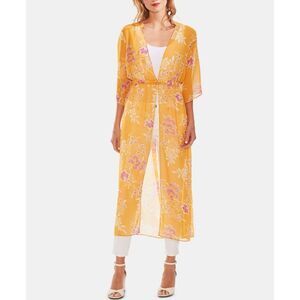 VINCE CAMUTO NWT Yellow Combo Floral Getaway Chiffon Duster
